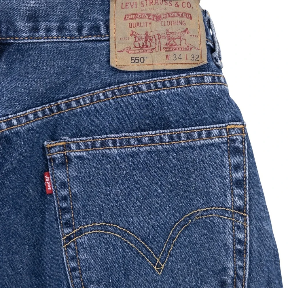 Vintage Levi's 550 Blue Relaxed Fit Jeans Mens Medium Wash Y2K Actual Size 32x30